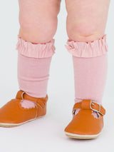 RuffleButts + RuggedButts - Girls 3-Pack Knee High Ruffle Socks - Mauve, Cloud Blue, & Ivory