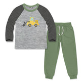 Kids Gray & Loden Frost Construction Truck Tee &  French Terry Joggers