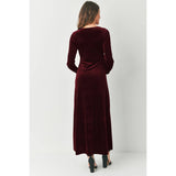 Velvet Long Sleeve Maternity Midi Dress