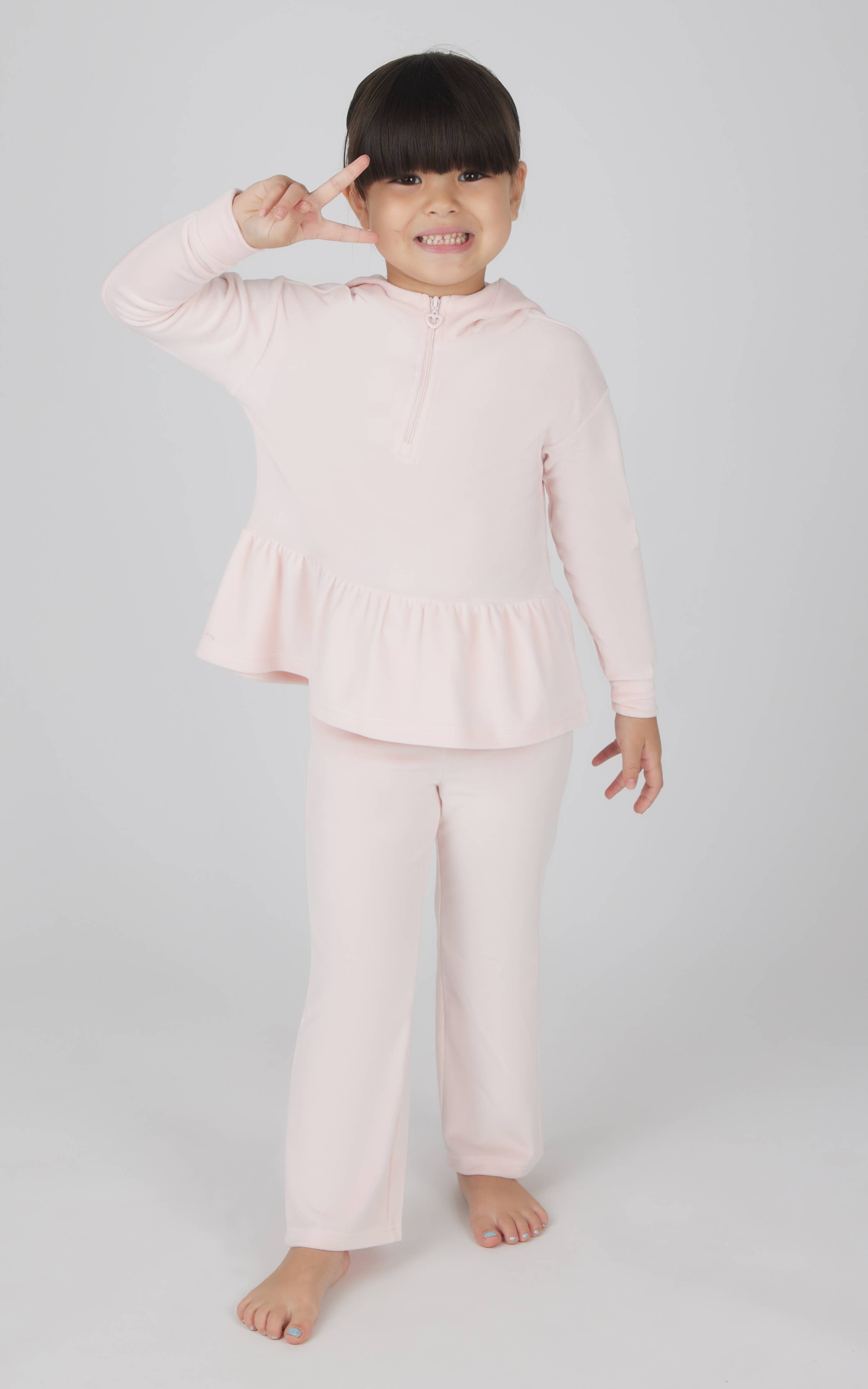 Toddler Girl Velour Hoodie Jacket, Flare Pant, Scrunchie Set