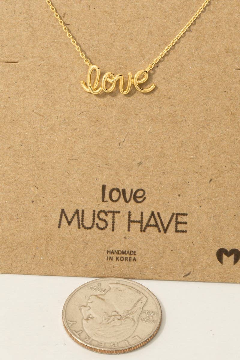 Handwritten Gold Dipped Love Pendant Necklace