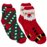 Santa & Polka Dot Fuzzy Socks