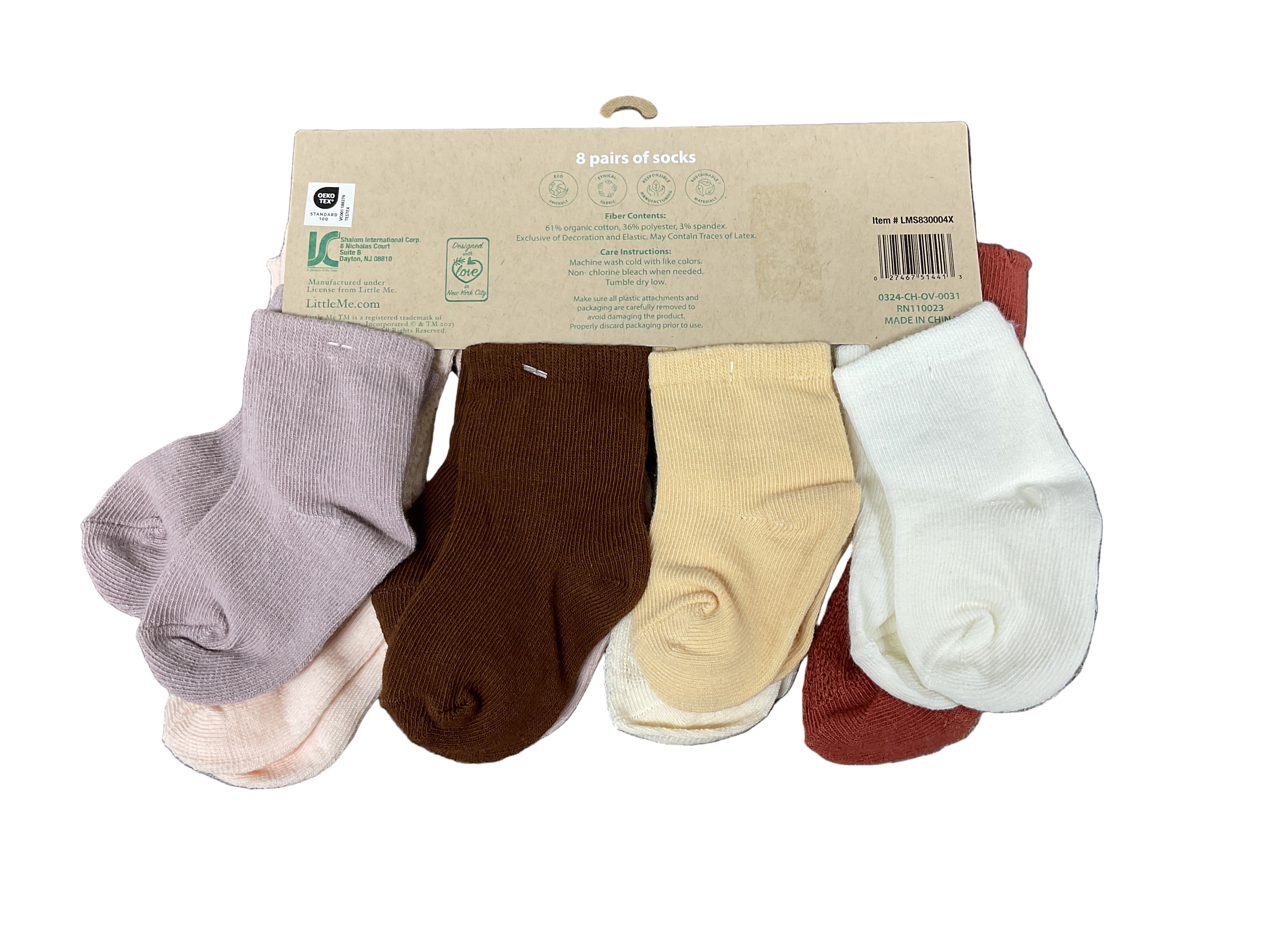 Little Me - 8PK Organic Cotton Socks