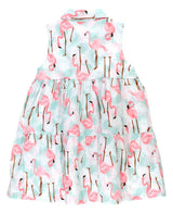 Girls Vibrant Flamingo Tiered Shirt Dress
