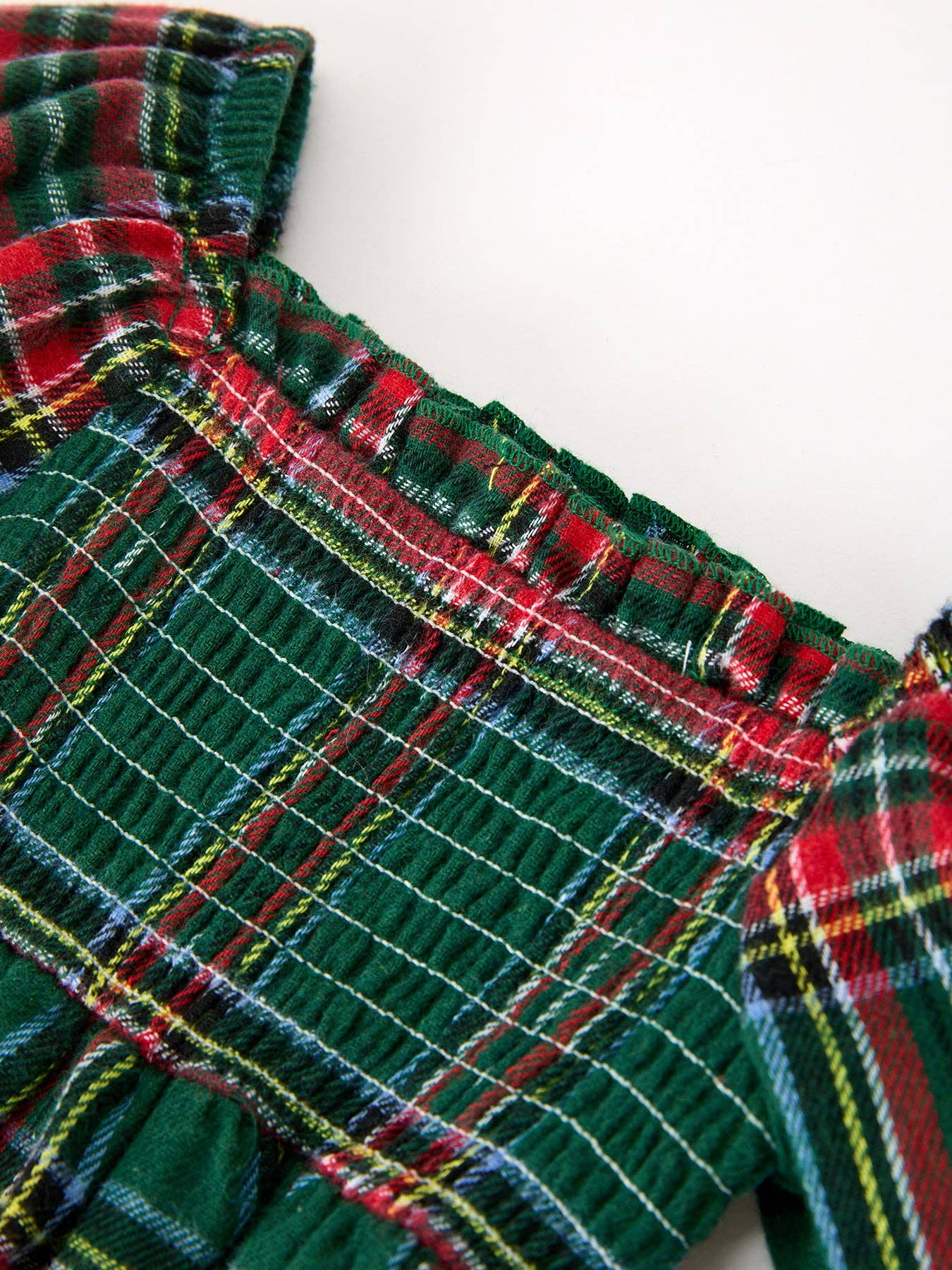 Plaid Smocked Baby Girl Bubble Romper