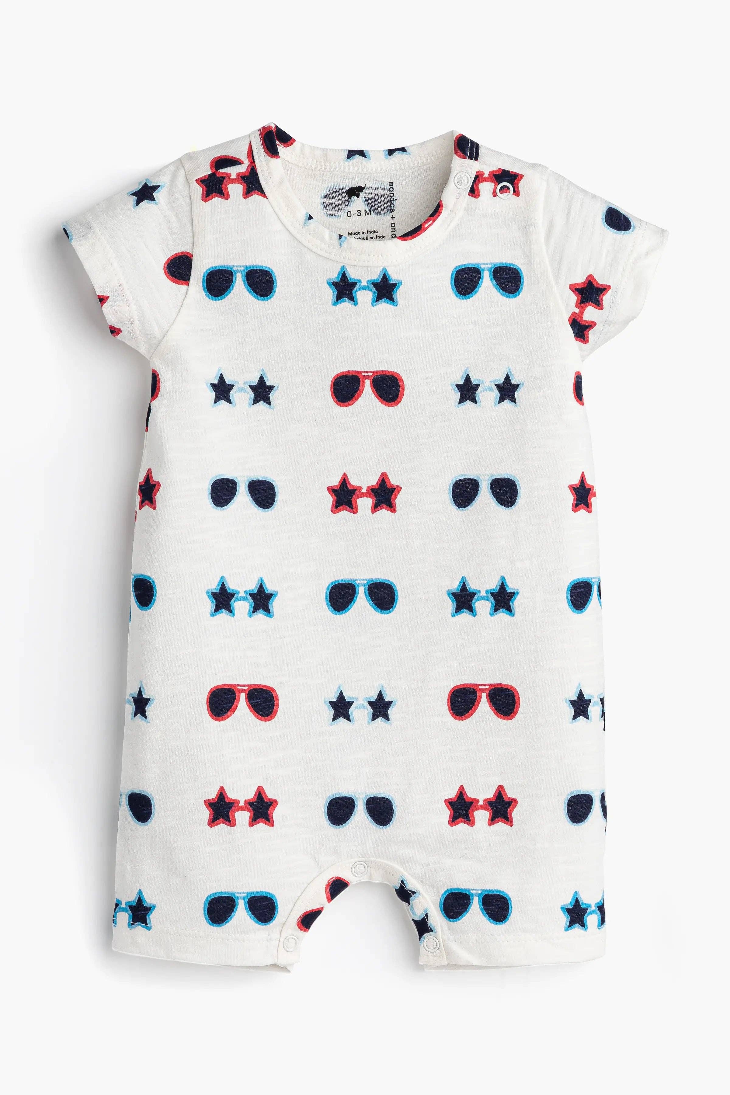 Slub Shorty Romper_Patriotic Sunglasses