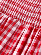 Summer Plaid Smocked Ruffle Girl Dress Sibling Outfits