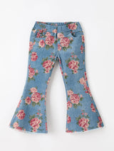Floral Denim Flare Jeans