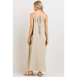 Cotton Halter Maternity Column Maxi Dress