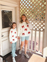 Girls Bow Sequins Pullover Sweater