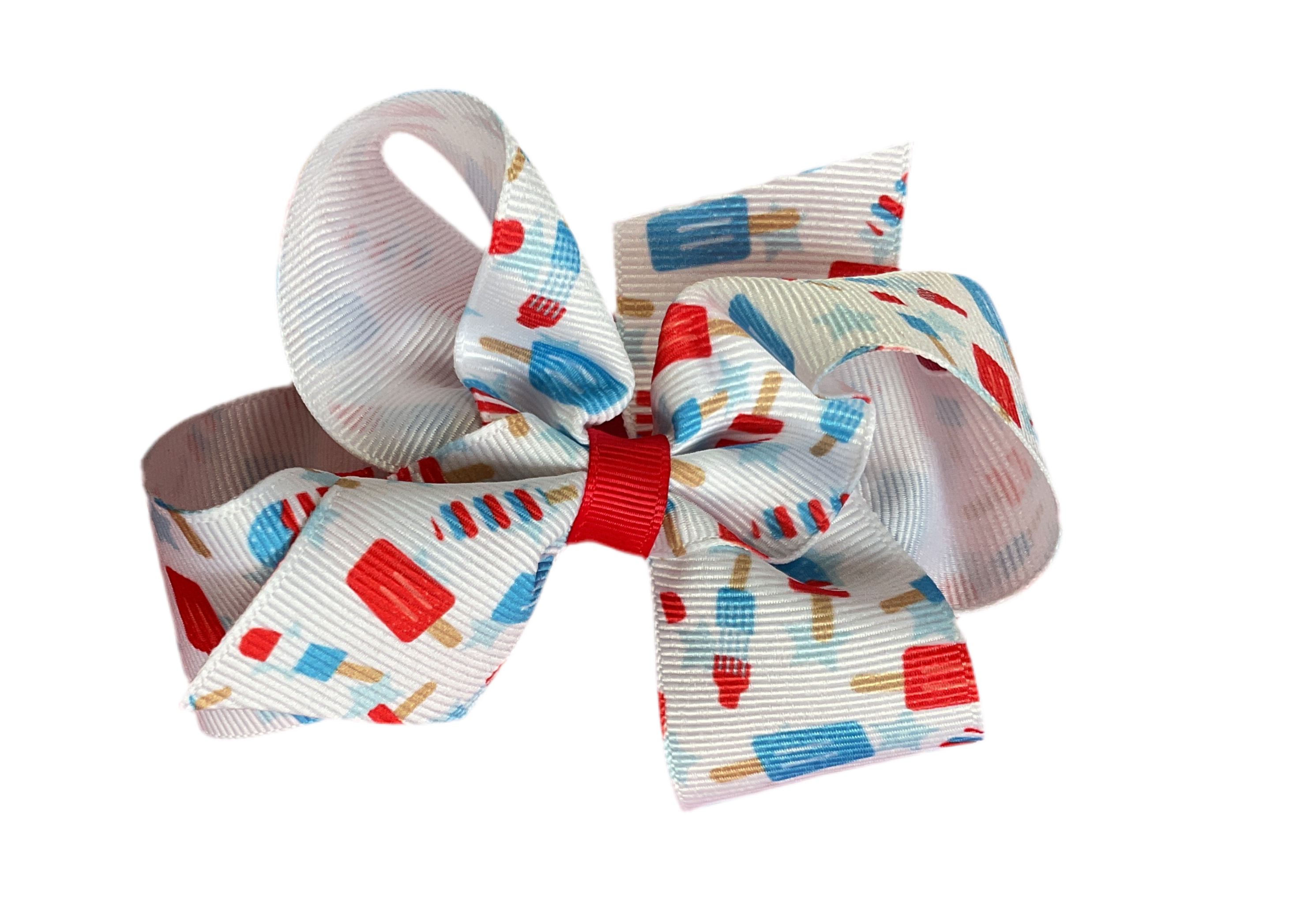 Medium Patriotic Girl Hair Bow - Popsicles