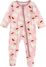 Mud Pie Bamboo Christmas Girl Santa Glow Sleeper Pink