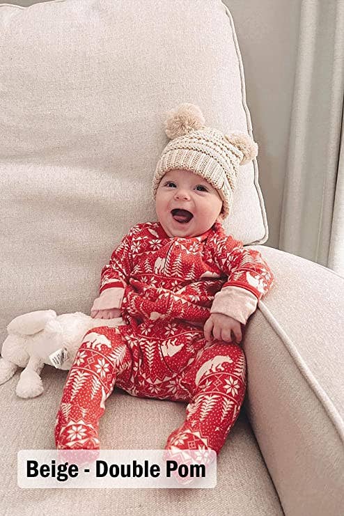 Infant Double Pom Beanie (Pale Blue)