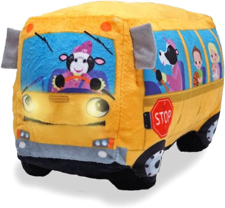 Wheelie 8" School Bus Singing Stuffed Animal Plush Toy | Mouth Moves and Eyes Light Up | Sings Wheels on The Bus