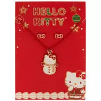 Hello Kitty Snowman Necklace & Earrings