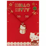 Hello Kitty Snowman Necklace & Earrings
