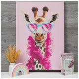 Giraffe With Heart Glasses Canvas Wall Decor