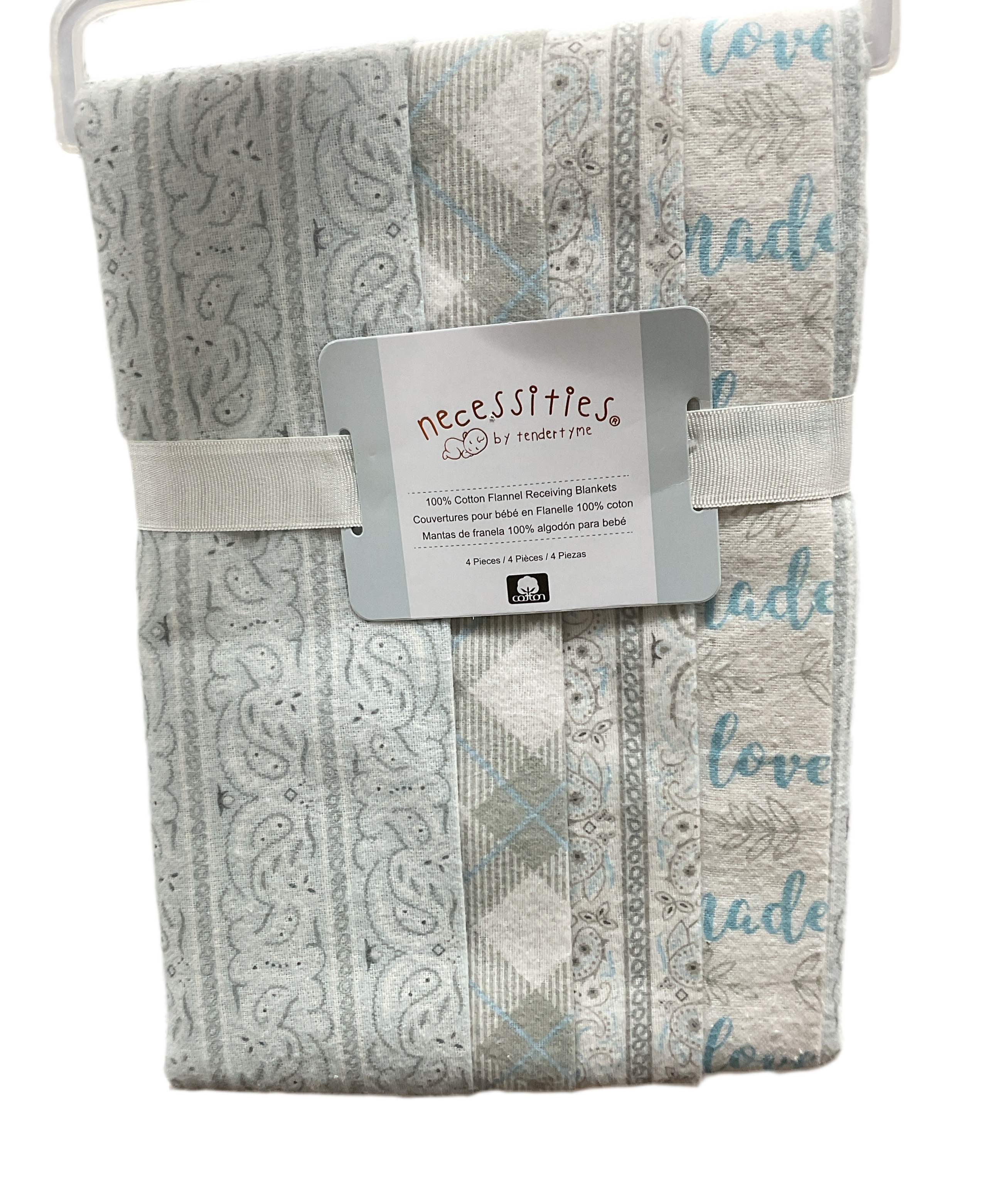 NECESSITIES BY TENDER TYME | 4 Pack Receiving Blankets Made With Love