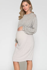 Maternity Puff Long Sleeve Coquette Hacci Dress