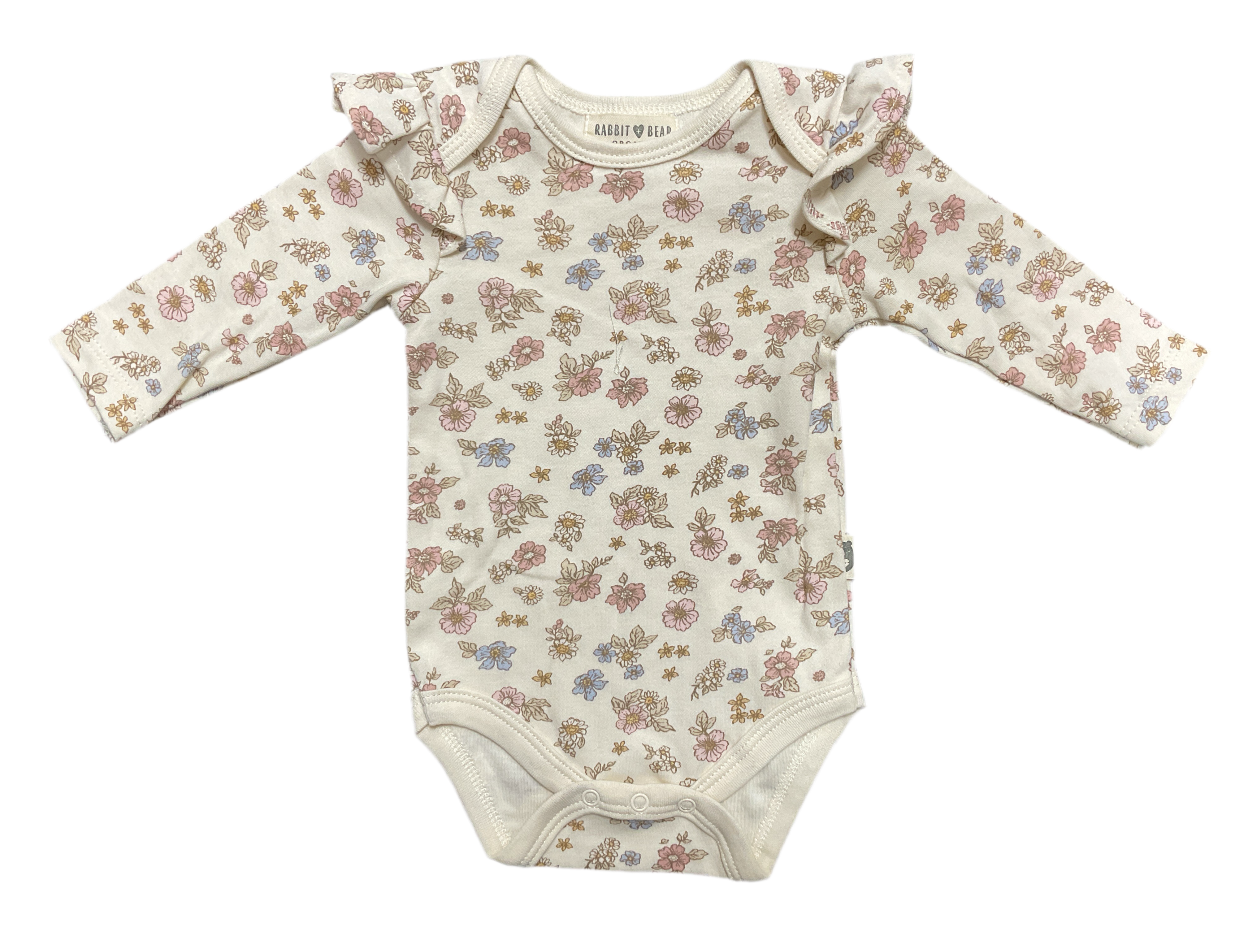 Rabbit + Bear- Floral 3Pc Onesie Set