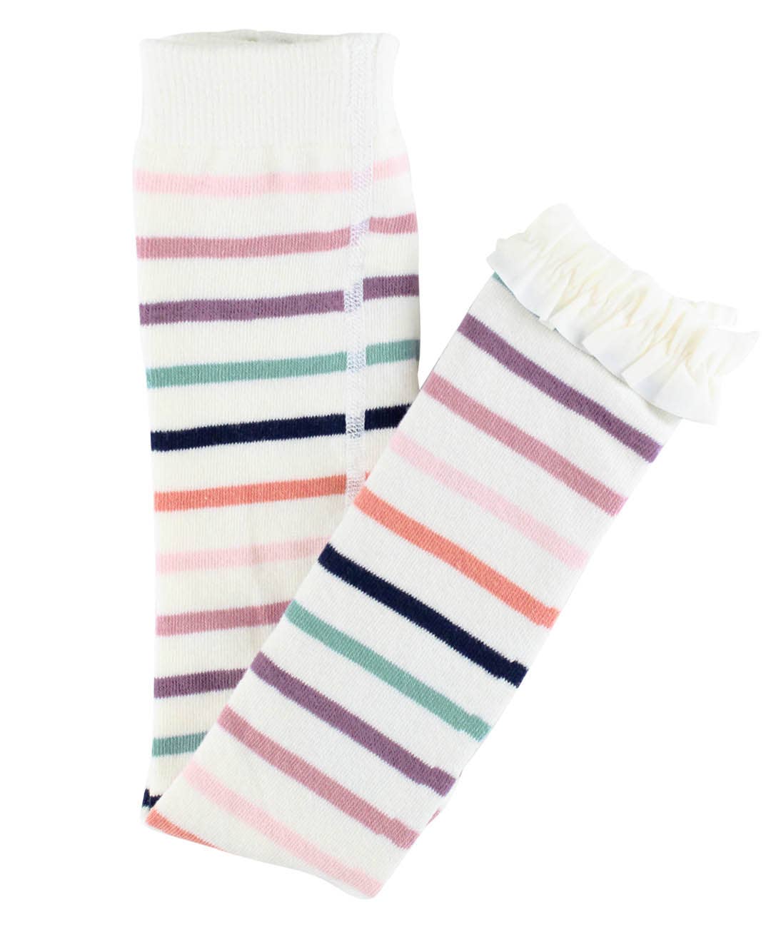 RuffleButts + RuggedButts - Girls Mellow Rainbow Patterned Footless Ruffle Tights