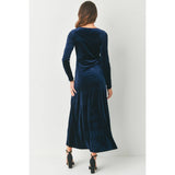 Velvet Long Sleeve Maternity Midi Dress