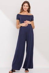 Off-the-Shoulder Wide-Leg Maternity Jumpsuit