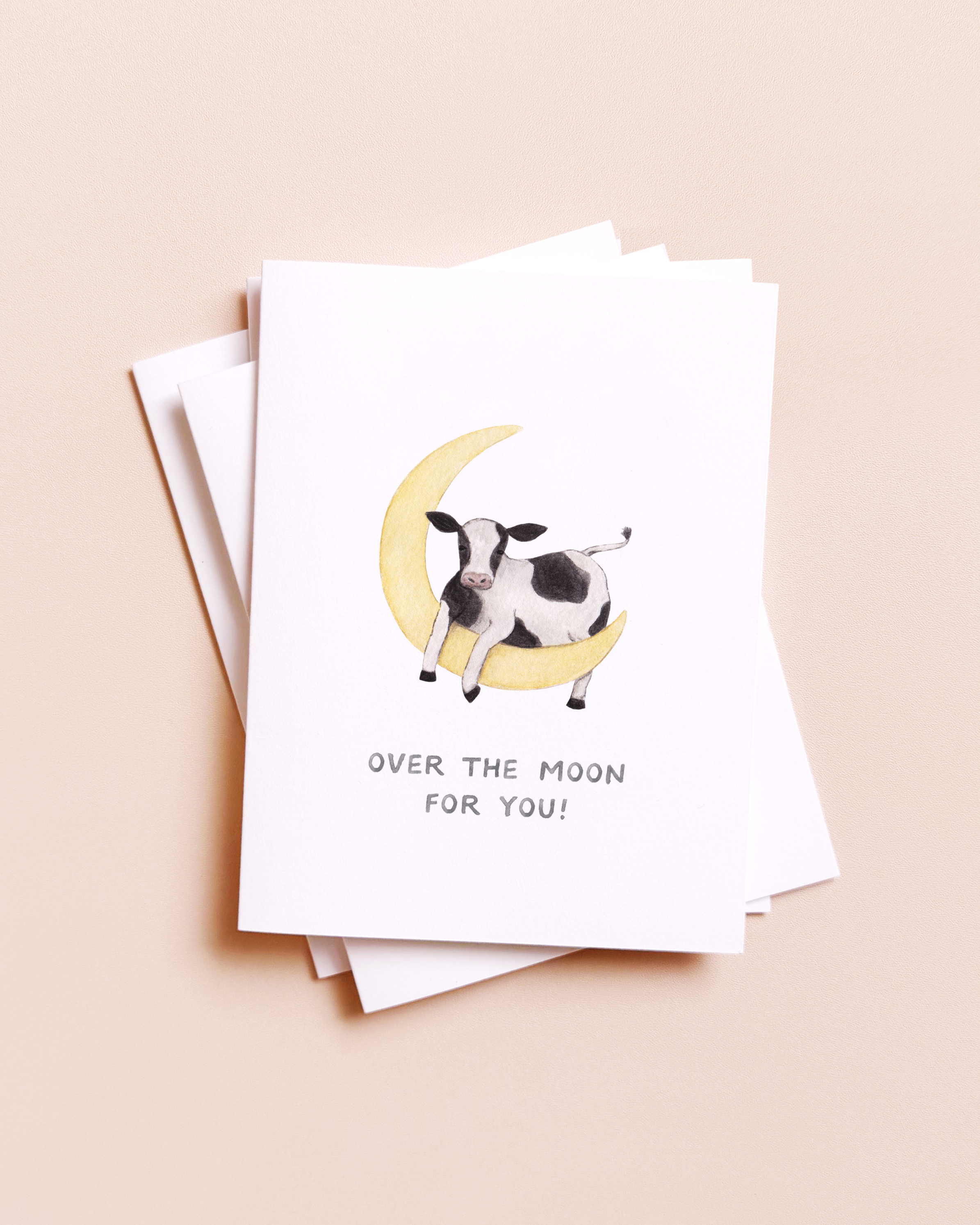 Over The Moon — Animal Pun New Baby Card