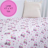 Pink Golf Baby 100% Cotton Muslin Swaddle Blanket 47"x47"
