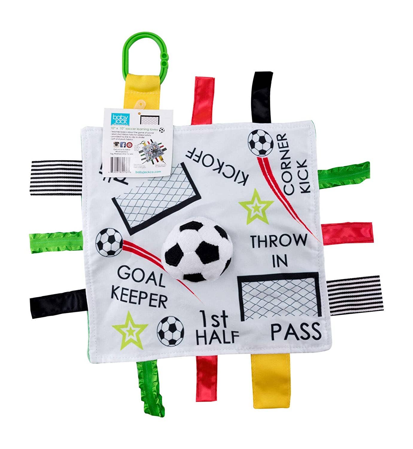 Soccer Ball Baby Learning Lovey Tag Stroller Toy 10" x 10"