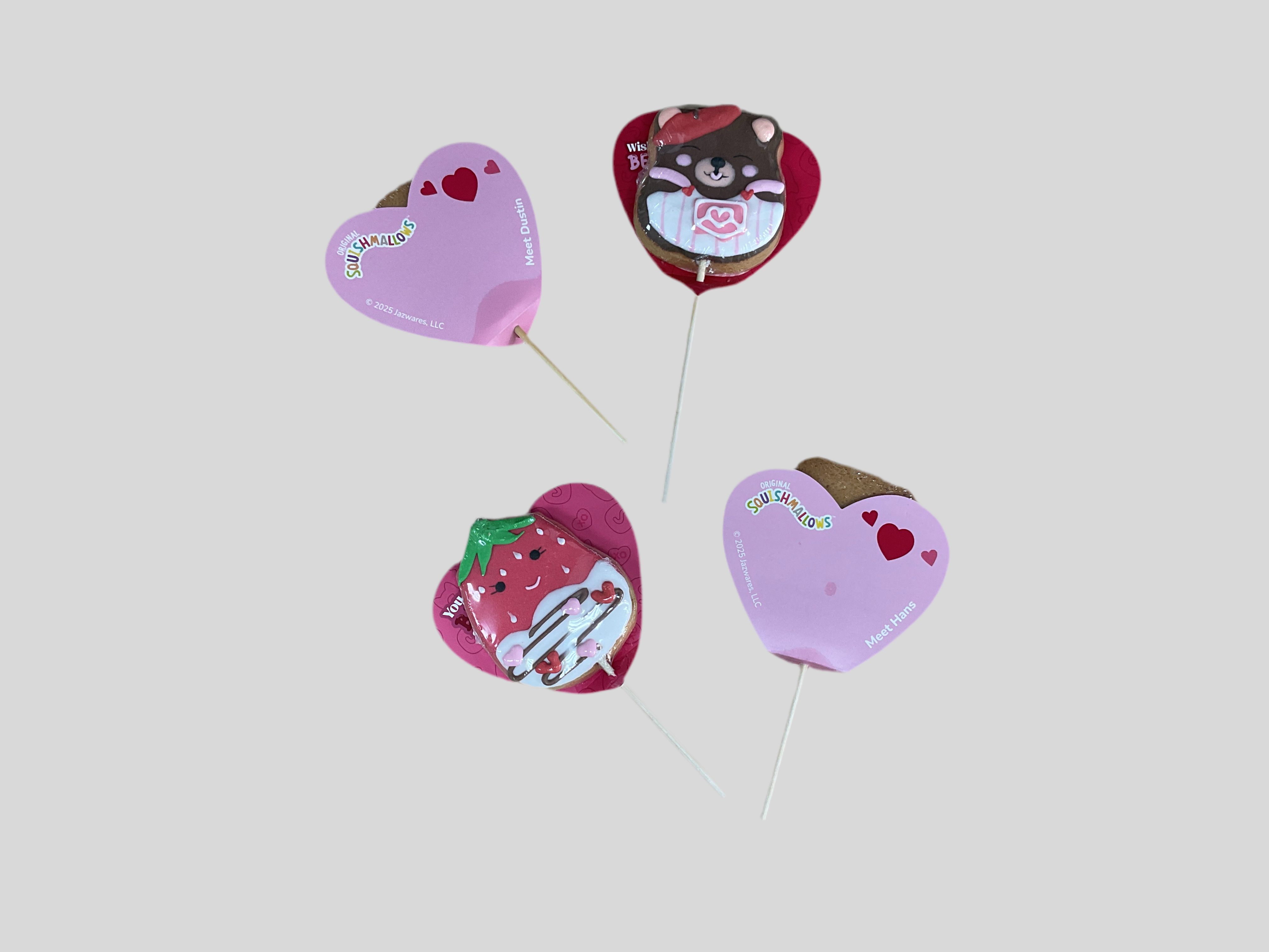 Squish Mallows | cookie pop valentines 6 assorted character designs