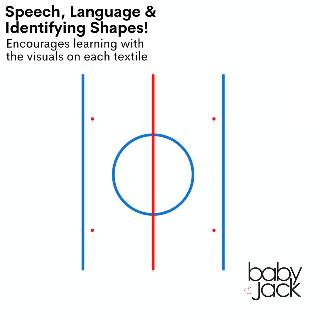 Hockey Puck Baby Learning Lovey Tag Stroller Toy 10" x 10"