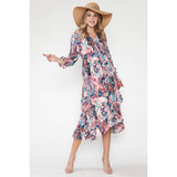 Maternity Floral V-Neck OverLap Long Spring Dress