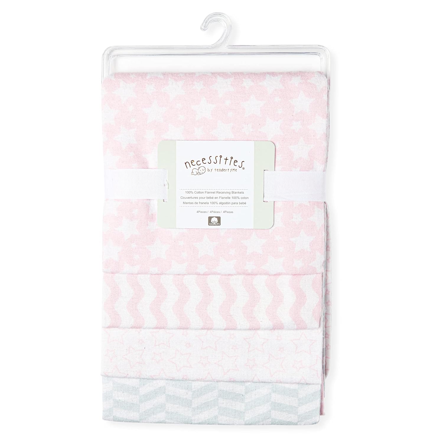 4 Pack Receiving Blanket- Star Pink