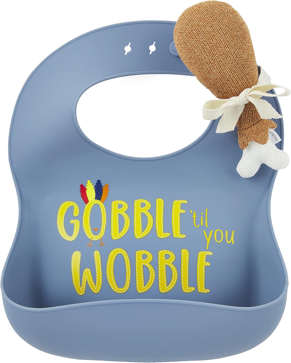 Blue Thanksgiving Silicone Bib Set