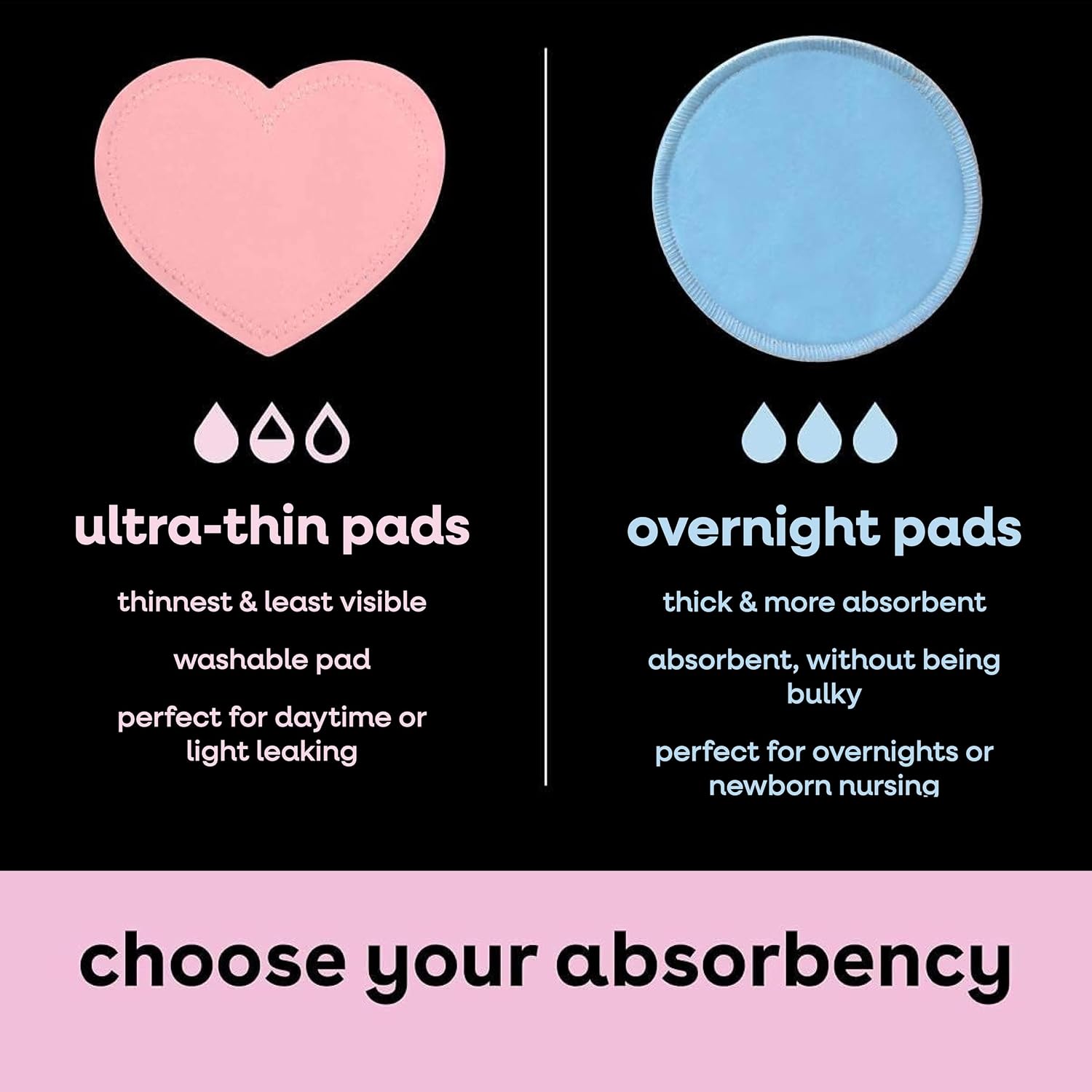 Bamboobies | 12 Pack Washable Nursing Pads - Regular & Overnight