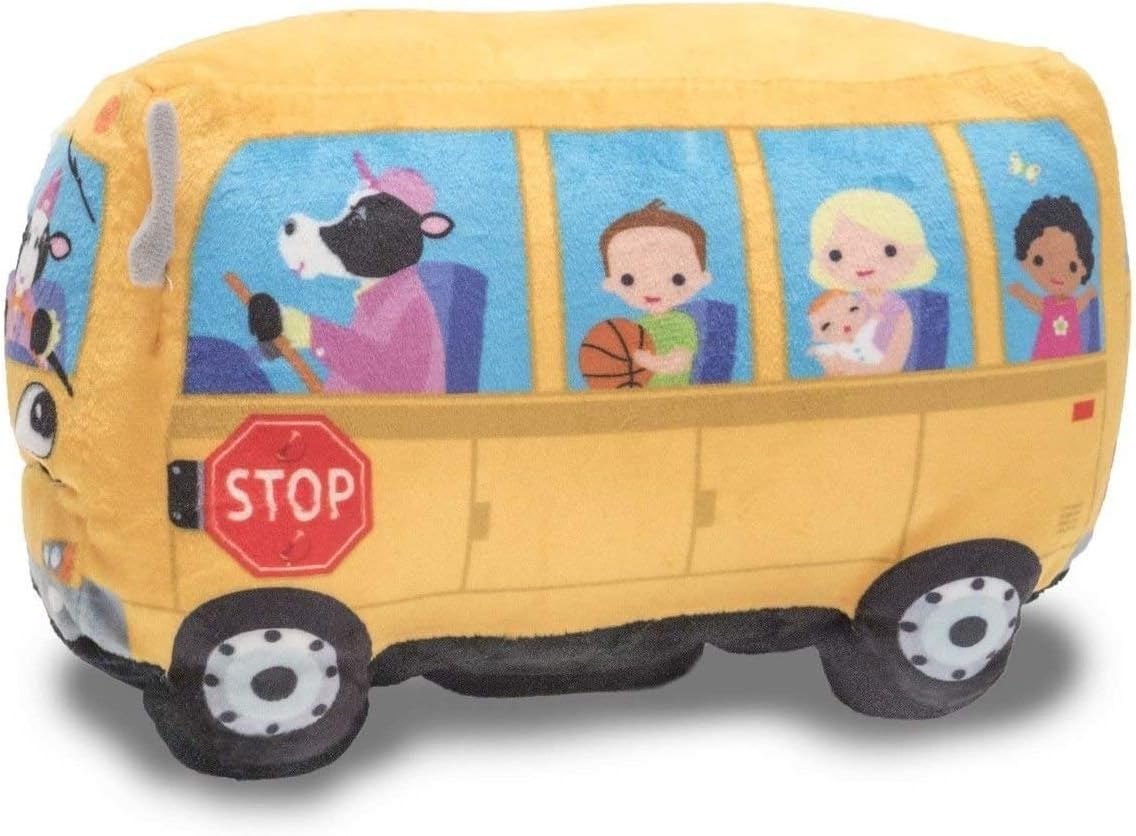 Wheelie 8" School Bus Singing Stuffed Animal Plush Toy | Mouth Moves and Eyes Light Up | Sings Wheels on The Bus