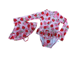 Strawberry  Rashguard Swimsuit with Hat