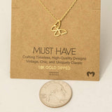 Gold Dipped Wire Butterfly Pendant Necklace