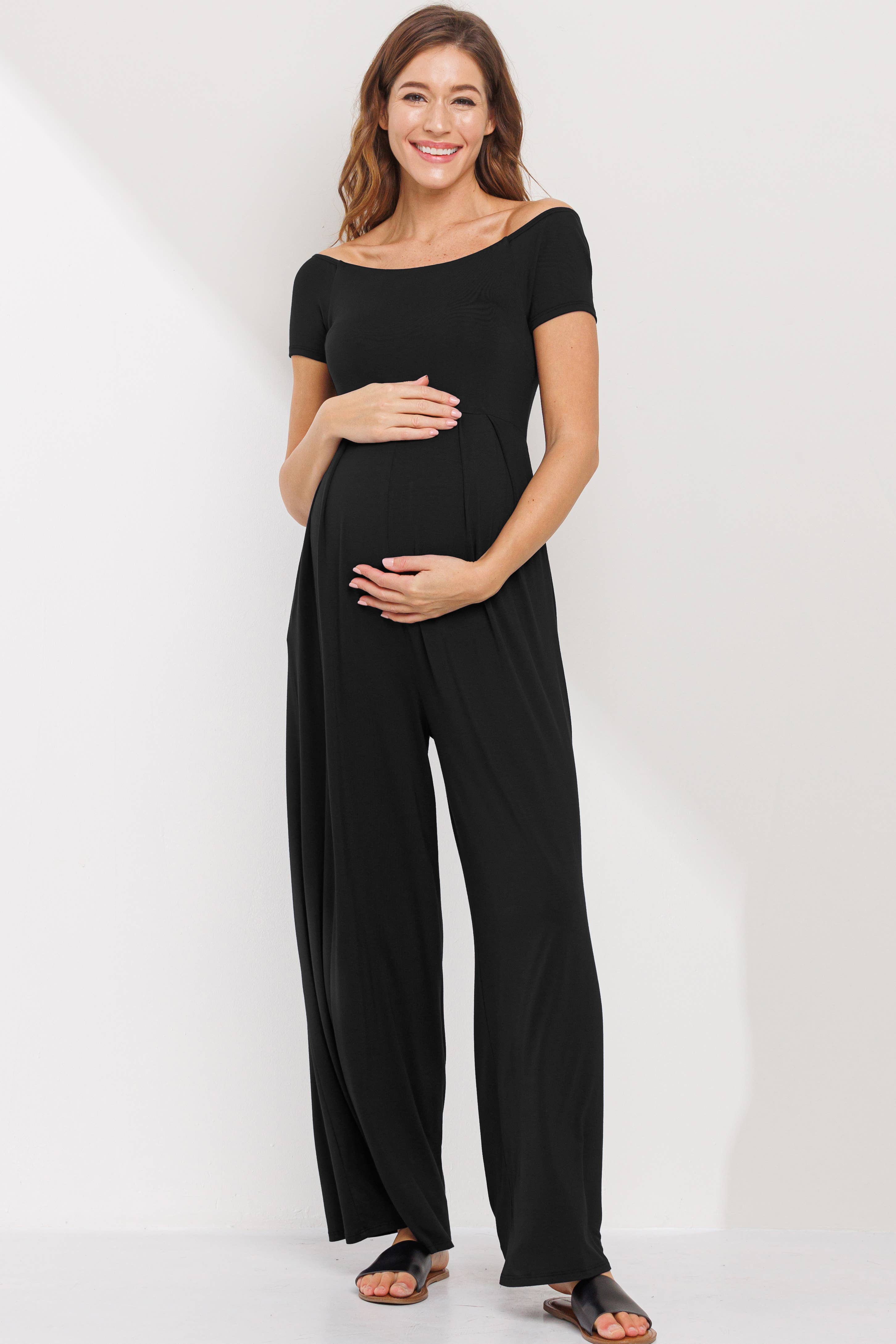 Off-the-Shoulder Wide-Leg Maternity Jumpsuit