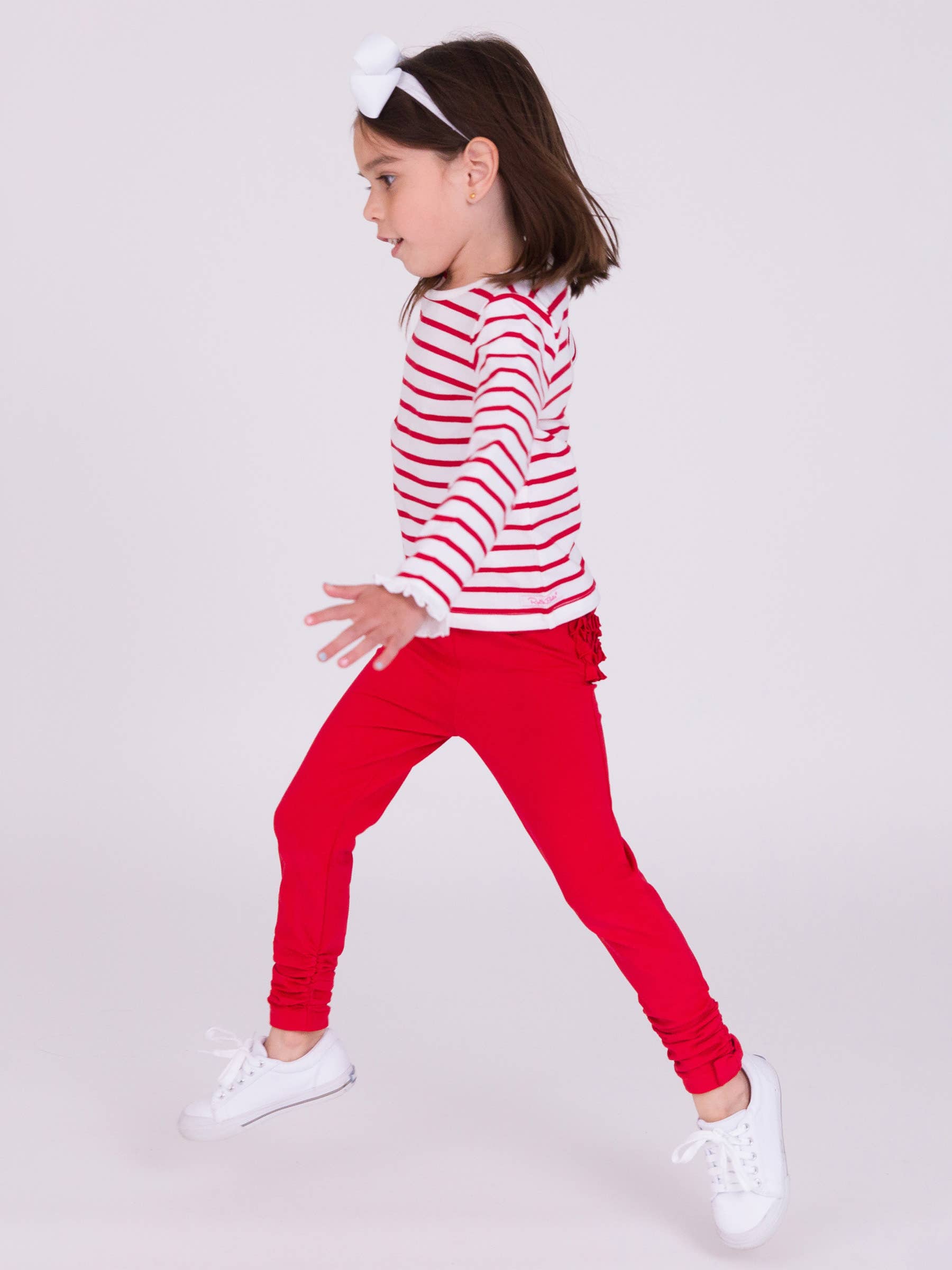 Baby Girls Red Ruched Bow Leggings