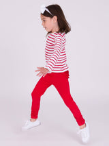 Baby Girls Red Ruched Bow Leggings