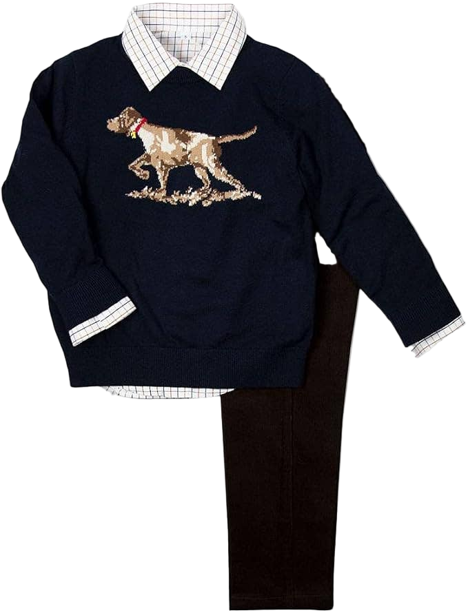 Boys Long Sleeve Dog-Themed Sweater Set