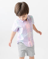 Boys Cotton Candy Plaid Short Sleeve Button Down Shirt