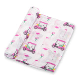 Pink Golf Baby 100% Cotton Muslin Swaddle Blanket 47"x47"