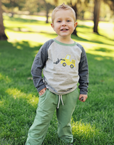 Kids Gray & Loden Frost Construction Truck Tee &  French Terry Joggers