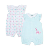 Little Me- 2Pk Whale Rompers - Girls