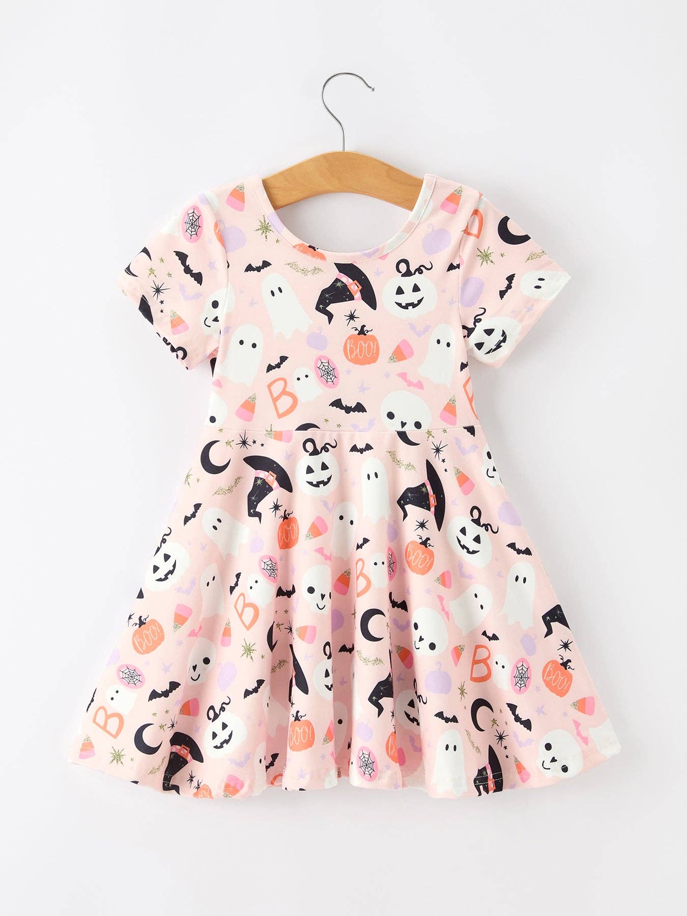 Halloween Ghost Twirl Dress Short-sleeved