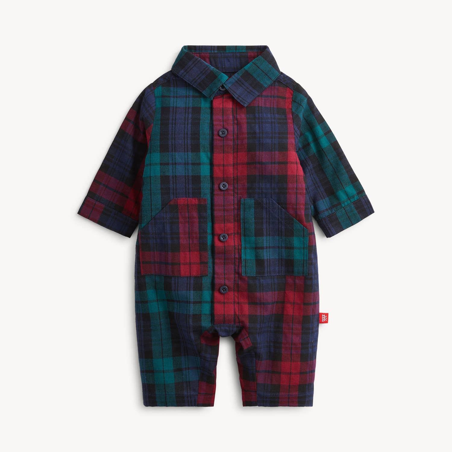Magnetic Me | PLAID FLANNEL RED MULTI BOYS ROMPER