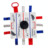 Hockey Puck Baby Learning Lovey Tag Stroller Toy 10" x 10"